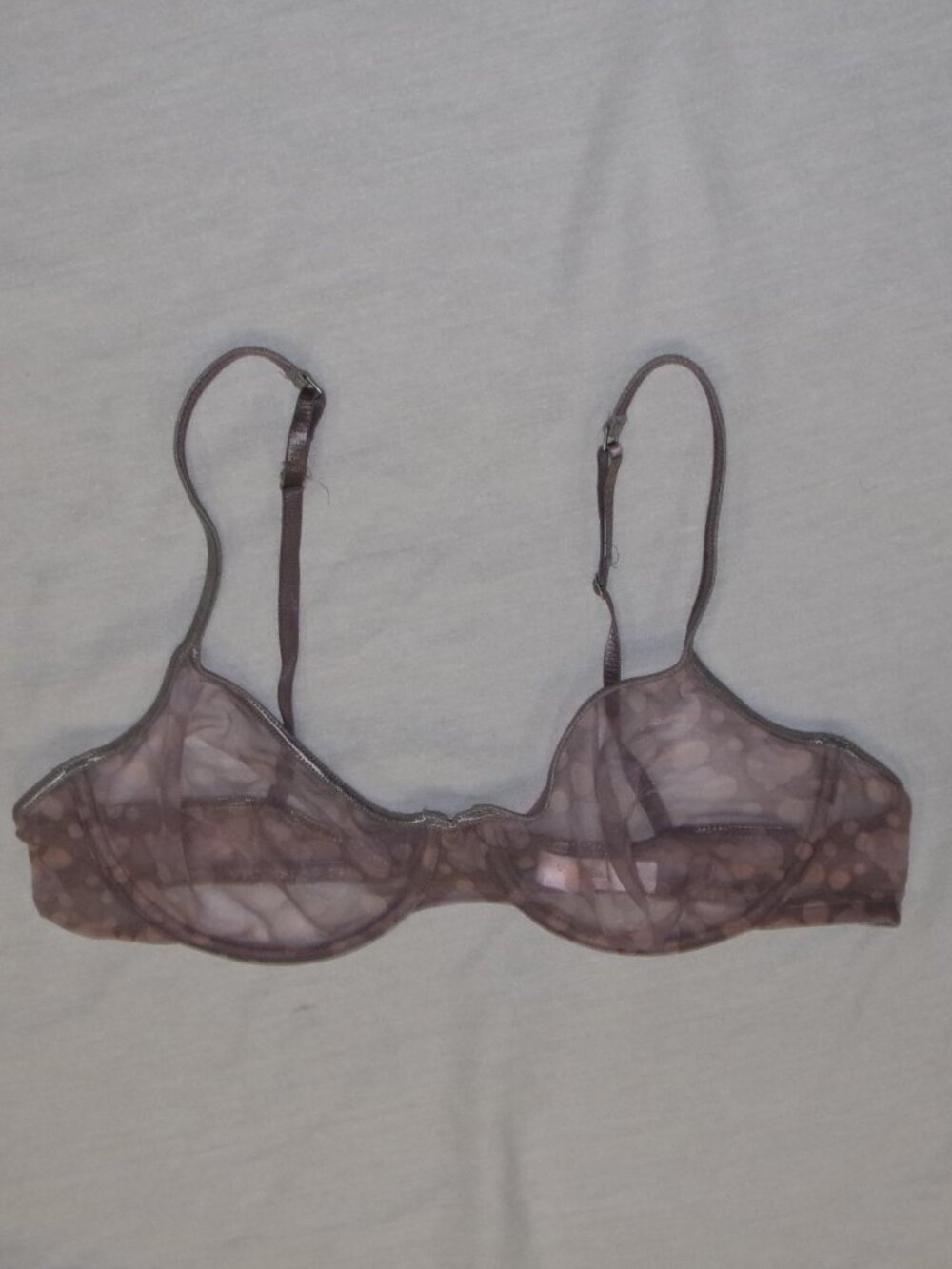 Vtg Y2K Victoria's Secret Sheer Muted Purple Circle Dot Demi Bra sz 36C